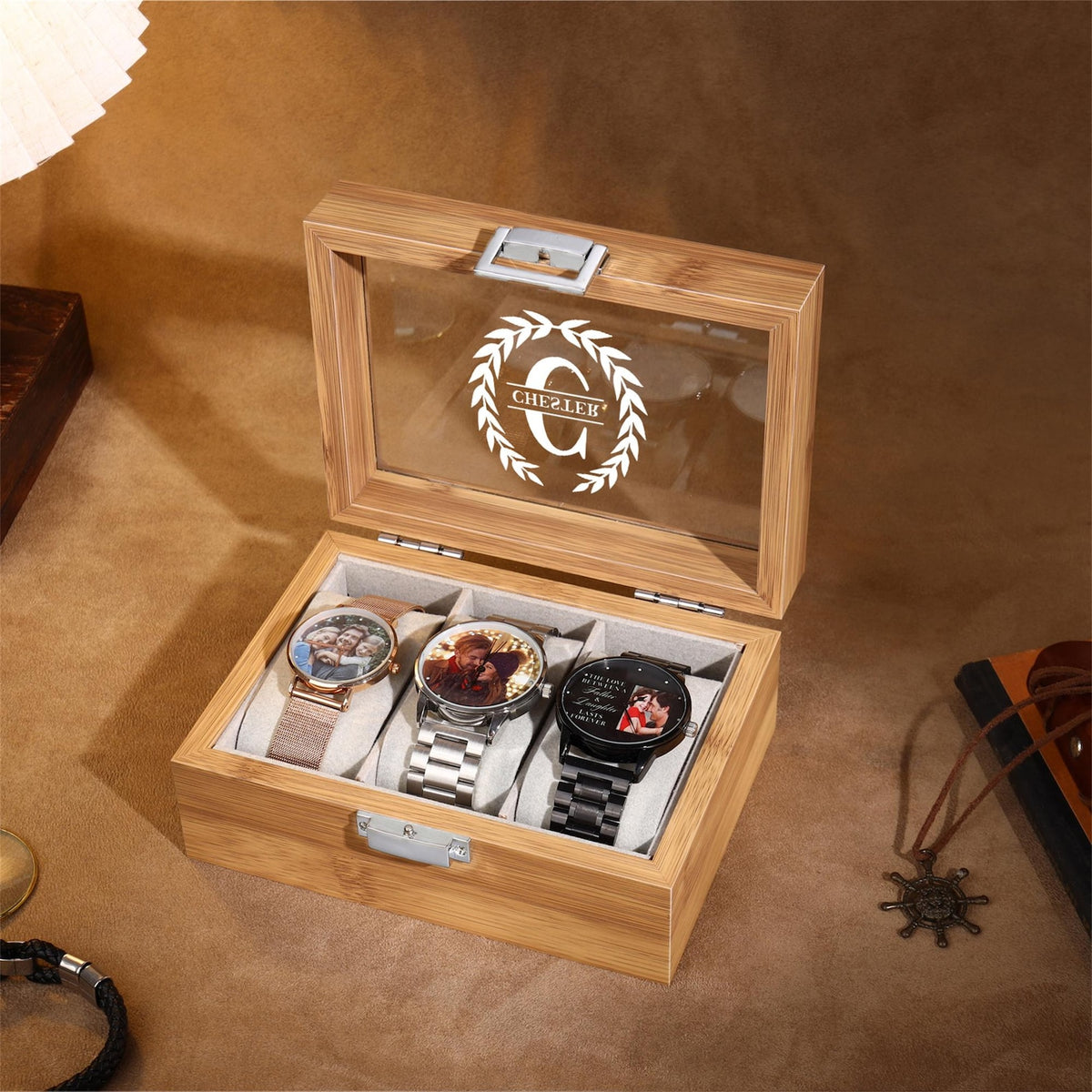 Personalized Watch Storage Box for Men,Custom Name Watch Case,Mens Jewely Box,Anniversary Gift for Husband,Groomsman Gift,Gift for Dad Him