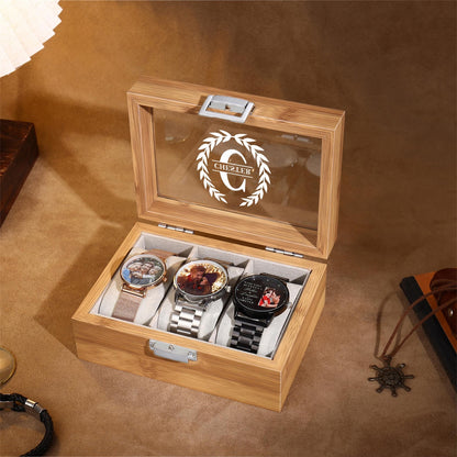 Personalized Watch Storage Box for Men,Custom Name Watch Case,Mens Jewely Box,Anniversary Gift for Husband,Groomsman Gift,Gift for Dad Him