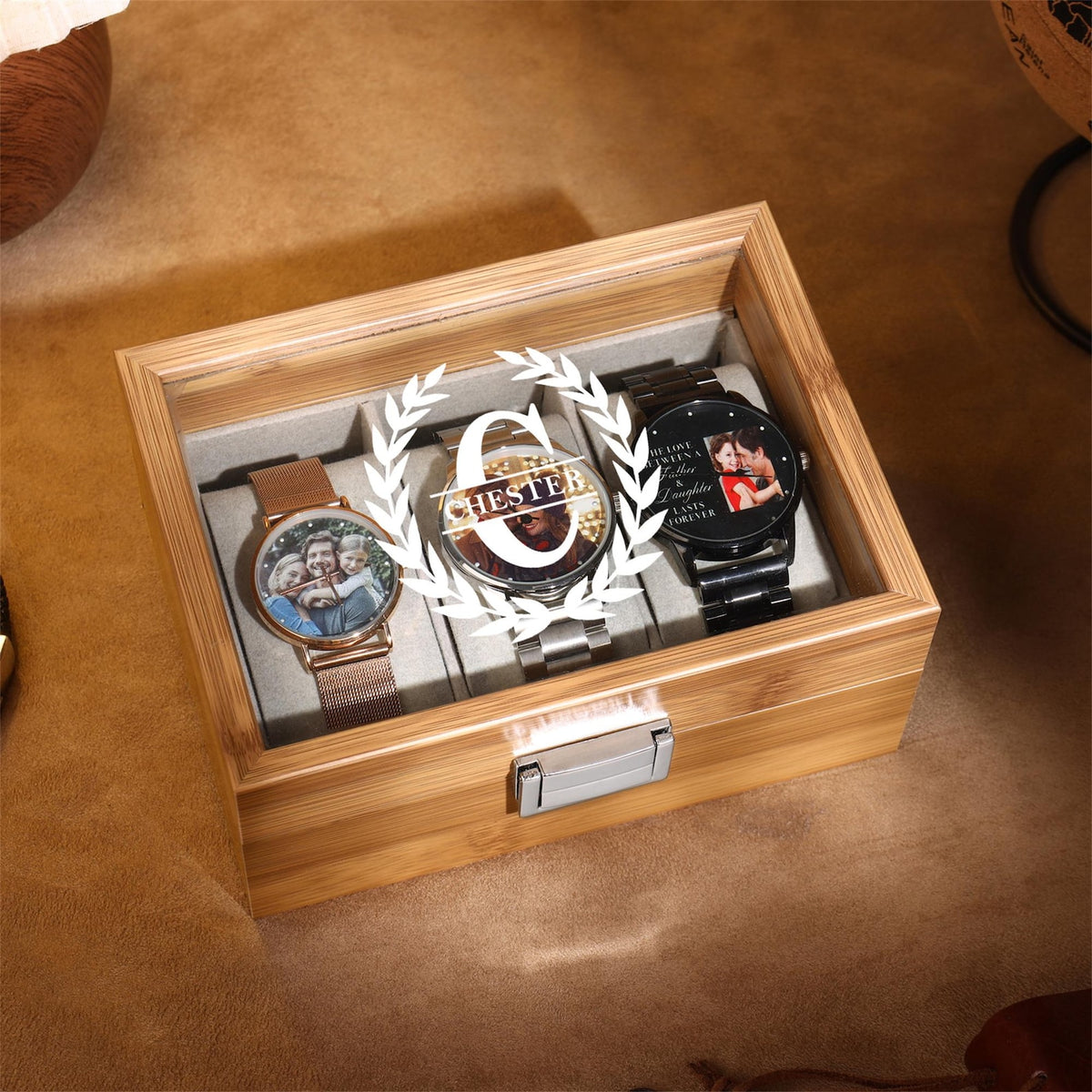 Personalized Watch Storage Box for Men,Custom Name Watch Case,Mens Jewely Box,Anniversary Gift for Husband,Groomsman Gift,Gift for Dad Him