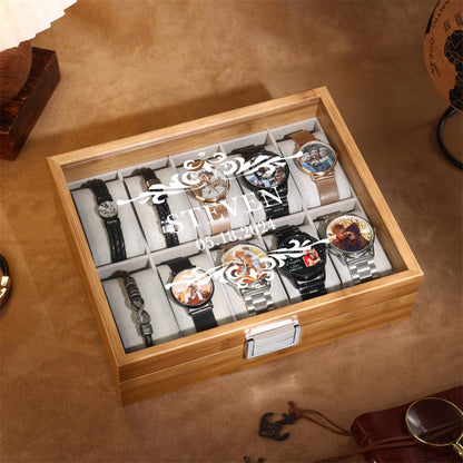 Personalized Watch Storage Box for Men,Custom Name Watch Case,Mens Jewely Box,Anniversary Gift for Husband,Groomsman Gift,Gift for Dad Him