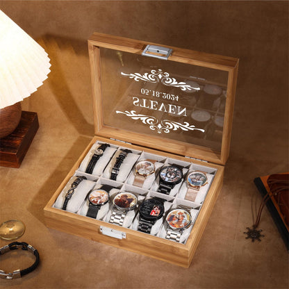 Personalized Watch Storage Box for Men,Custom Name Watch Case,Mens Jewely Box,Anniversary Gift for Husband,Groomsman Gift,Gift for Dad Him