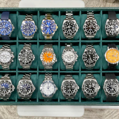 Elegant Deep Black Stackable Watch Tray | 18 Slot Watch Tray | 3 by 6 Watch Tray for Watch collectors, stores, businesses, individuals