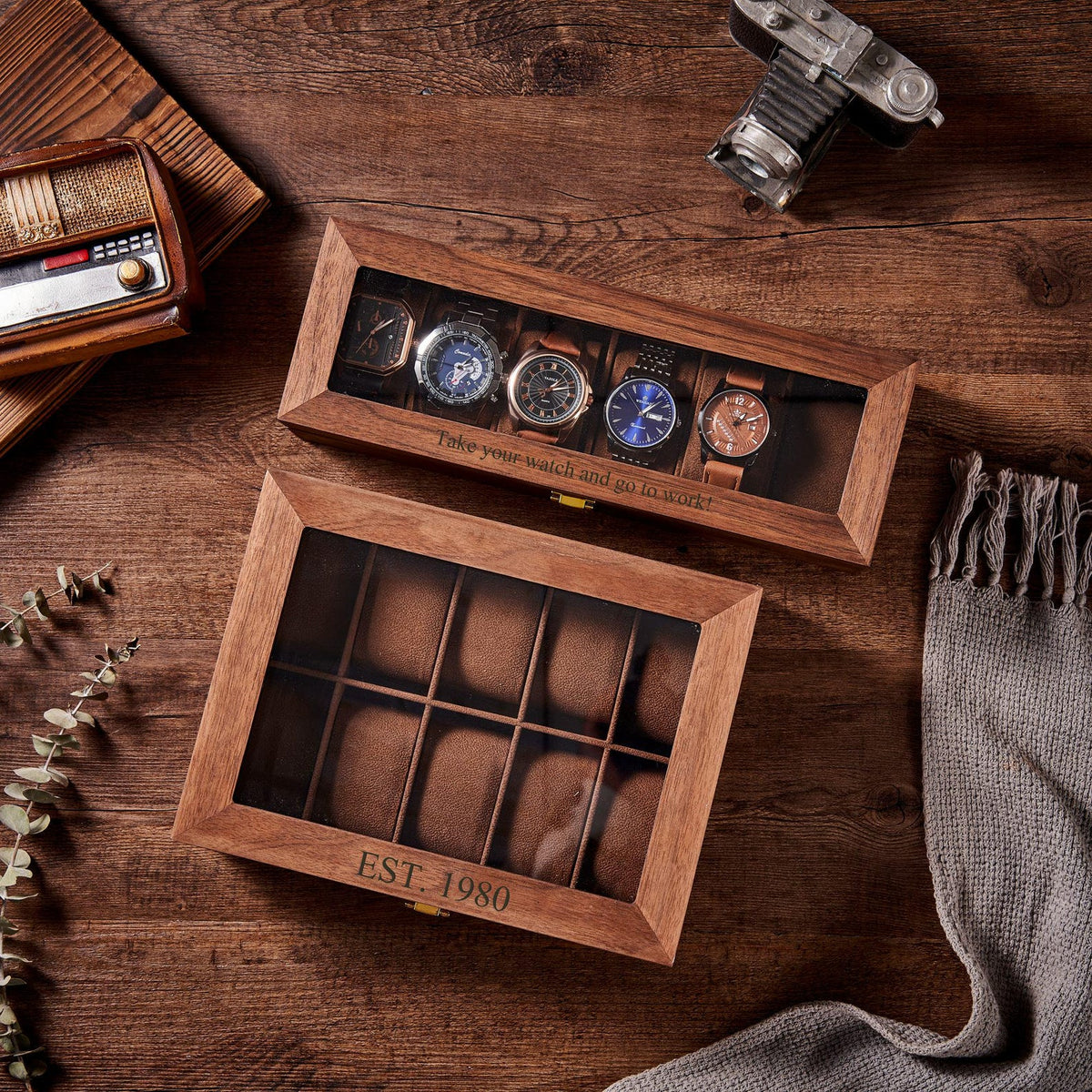 Christmas Gift Personalized Watch Box Engraved Wooden Watch Organizer Personalized Christmas Gift Custom Valentines Gift Groomsman Gift