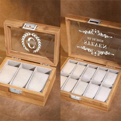 Personalized Watch Storage Box for Men,Custom Name Watch Case,Mens Jewely Box,Anniversary Gift for Husband,Groomsman Gift,Gift for Dad Him