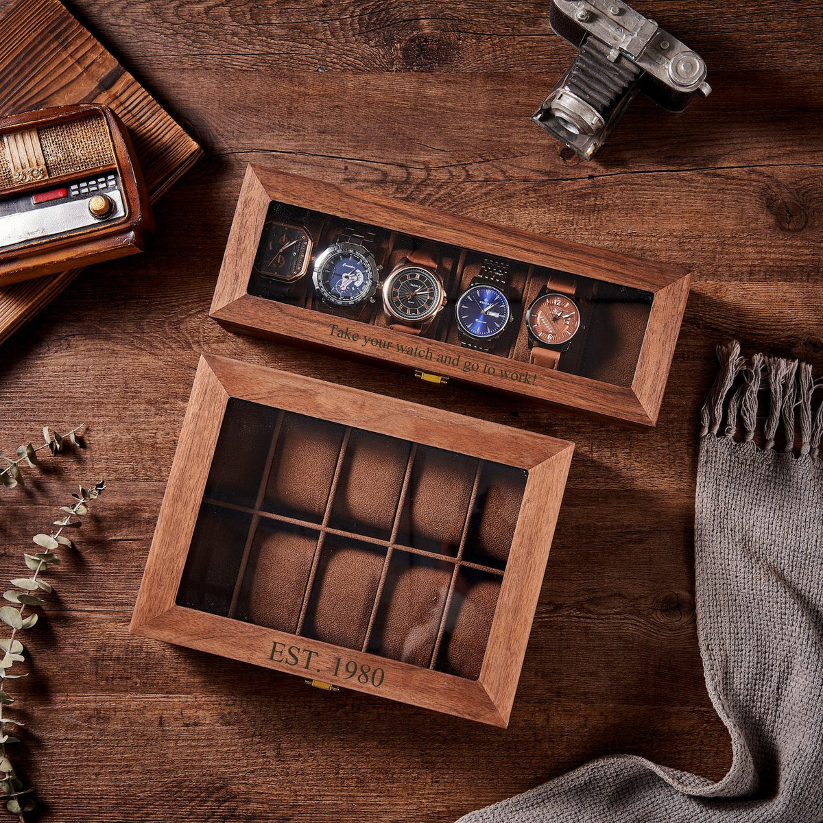 Groomsman Gift Personalized Watch Storage Box Custom Watch Box for Men Watch Case Anniversary Gift for Husband, Boyfriend, Graduation Gifts