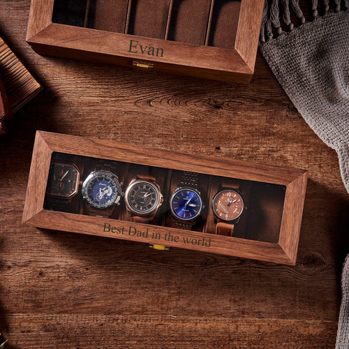 Christmas Gift Personalized Watch Box Engraved Wooden Watch Organizer Personalized Christmas Gift Custom Valentines Gift Groomsman Gift