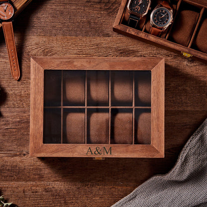 Christmas Gift Personalized Watch Box Engraved Wooden Watch Organizer Personalized Christmas Gift Custom Valentines Gift Groomsman Gift