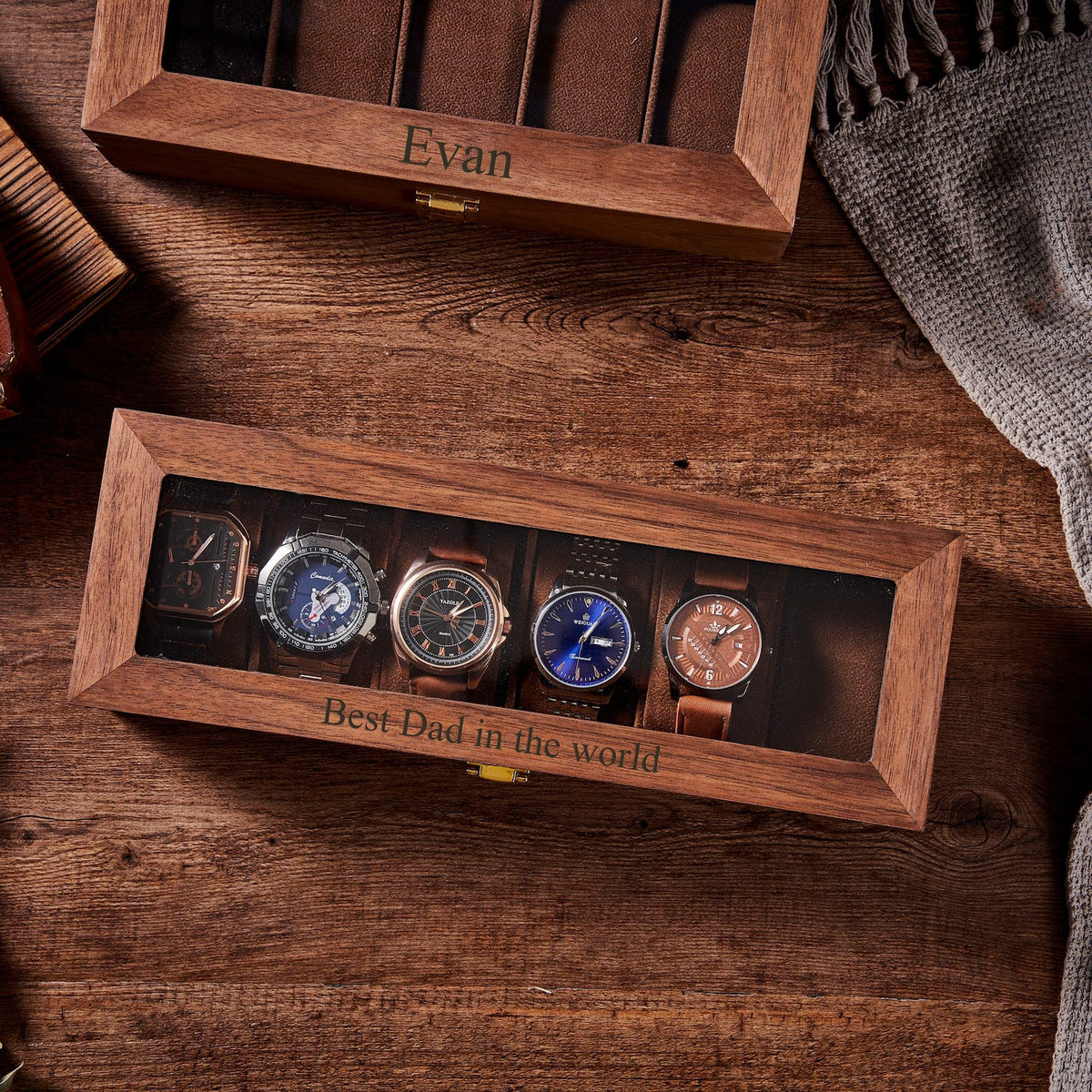 Custom Engraved Watch Box | Gift for Dad | Birthday Gift for Men | Personalized Watch Storage Case| Fathers Day Gift | Anniversary Gift