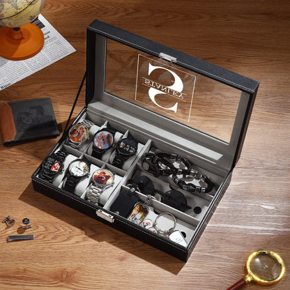 Personalized engraved watch box for men - customized jewelry storage case, groomsman or best man gift