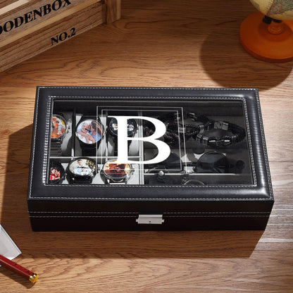 Personalized engraved watch box for men - customized jewelry storage case, groomsman or best man gift