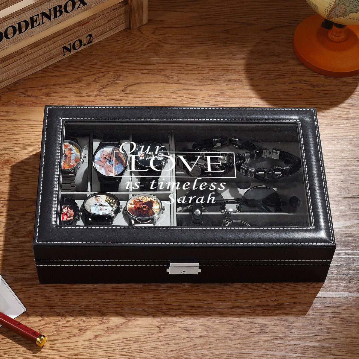 Personalized engraved watch box for men - customized jewelry storage case, groomsman or best man gift