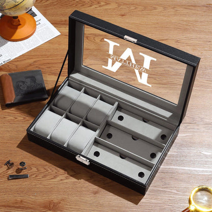 Personalized engraved watch box for men - customized jewelry storage case, groomsman or best man gift