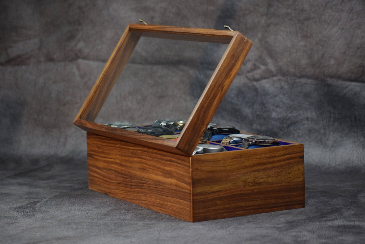 Free Personalized Rosewood watch box with drawer, Custom Father's Day Gift, Superior Men's Watch Display Case, Best Gift for him