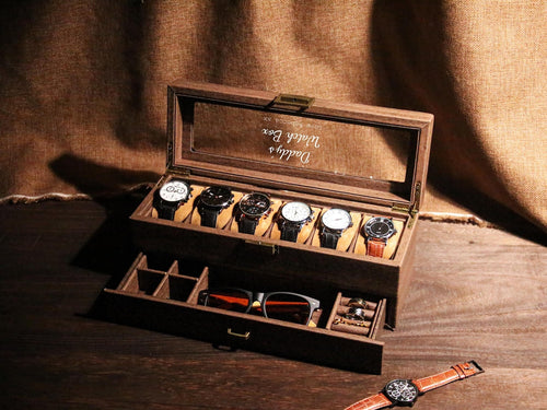 Personalized Vegan leather Watch Box for men,Customized watch storage Jewelry Box,watch box with drawer,watch display case for Father Dad