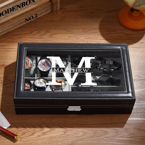 Personalized engraved watch box for men - customized jewelry storage case, groomsman or best man gift