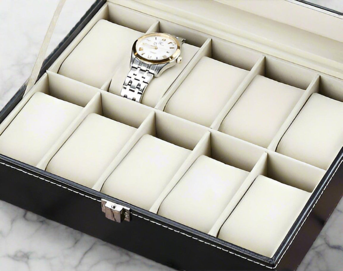 Personalized Black PU Leather Watch Box: Groomsmen Gift, Watch Organizer
