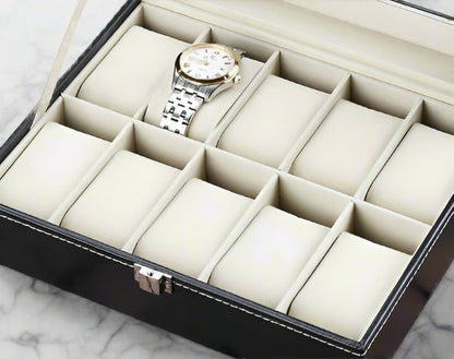 Personalized Black PU Leather Watch Box: Groomsmen Gift, Watch Organizer