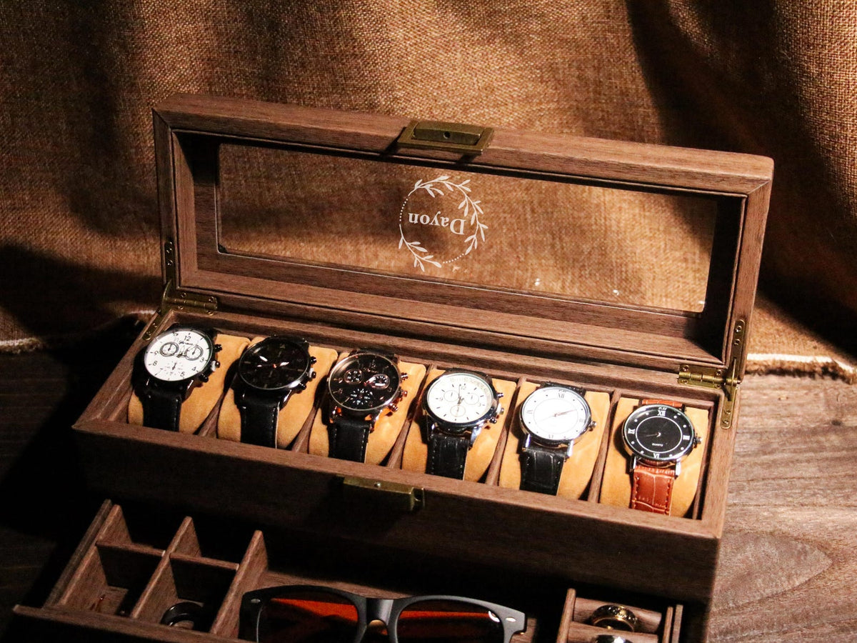 Personalized Vegan leather Watch Box for men,Customized watch storage Jewelry Box,watch box with drawer,watch display case for Father Dad