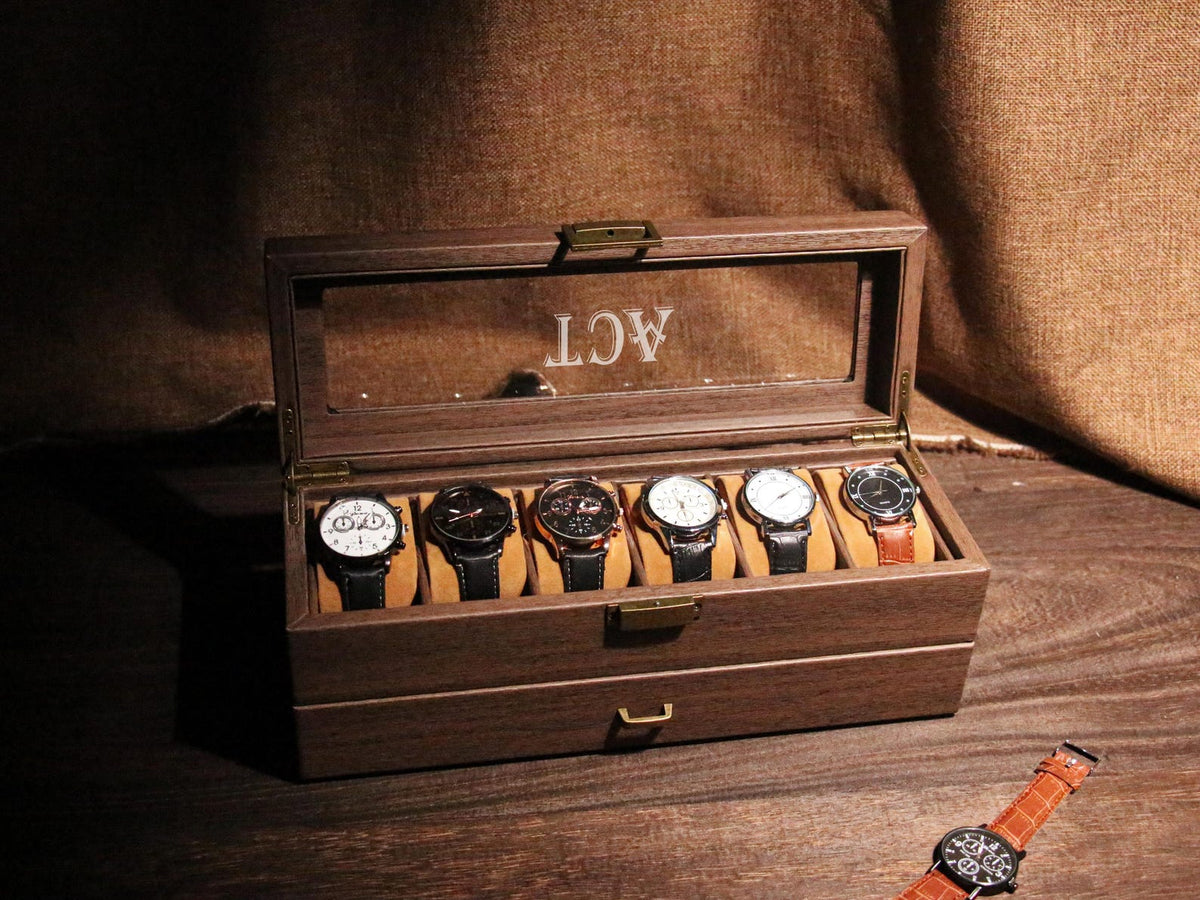 Personalized Watch Storage |Customize mens jewelry box|Engraved Watch Box for Men watch box with drawer watch box for men watch display case