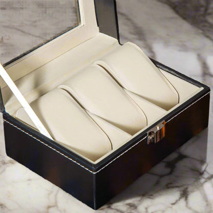 Personalized Black PU Leather Watch Box: Groomsmen Gift, Watch Organizer