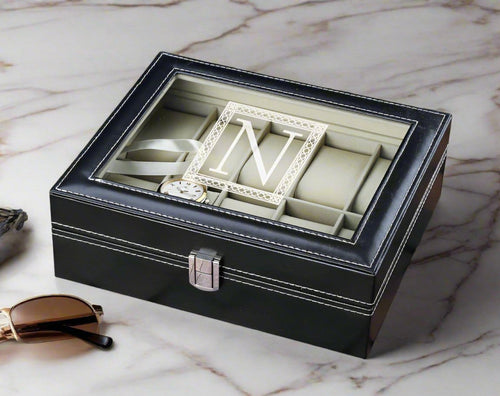 Personalized Black PU Leather Watch Box: Groomsmen Gift, Watch Organizer