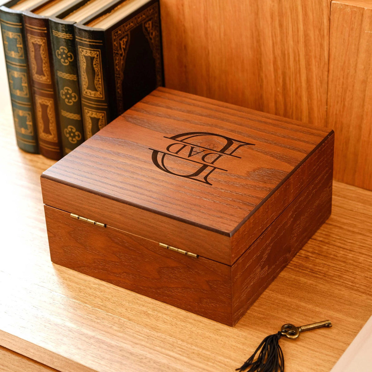 Personalized Walnut Wood Gift Box, Engraved Monogram Watch Box Case for Him, 6 Slots Watch Box with Lock, Birthday Gifts For Best Friend