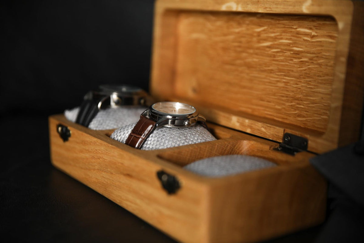Handmade Wooden Watch Box: Personalized Ash or Oak Storage Case