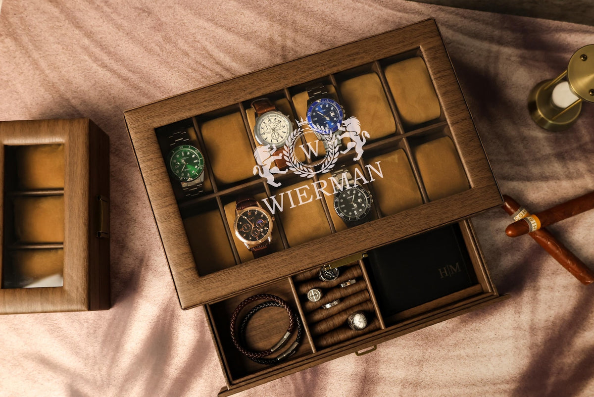 TWO Layers 6 Slot Personalized Men's Watch Box | with Drawer Watch Display Case for 6 Watches |Grain Leather watch box|Anniversary for Him