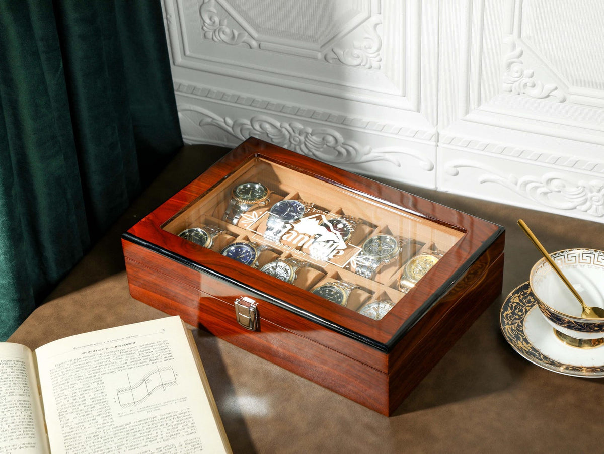 Custom Watch Box, Watch Box for 10 slot Watches, Personalized Wooden Watch Box, Engraved Wooden Watch Case, Best Man Gift, Christmas Gift