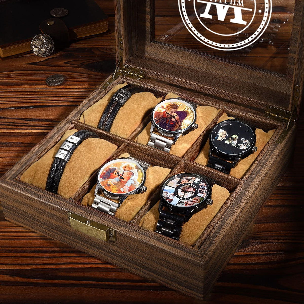 Personalized Wooden Watch Box for Men,Engraved Watch Box,Custom Watch Case,Watch Organizer,Anniversary Gift for Him,Groomsman Gift,Mens Gift