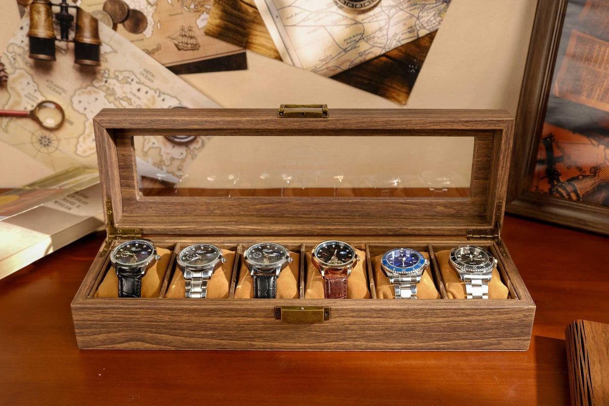 Personalized PU Leather Watch Box for 6 slot, Watch box for men, Watch organizer men, Watch Storage Case, Father's days gift, Wedding Gift
