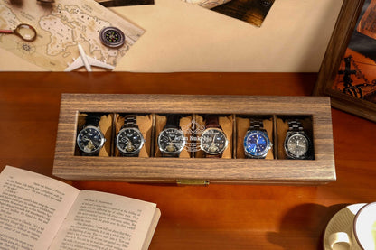 Personalized PU Leather Watch Box for 6 slot, Watch box for men, Watch organizer men, Watch Storage Case, Father's days gift, Wedding Gift
