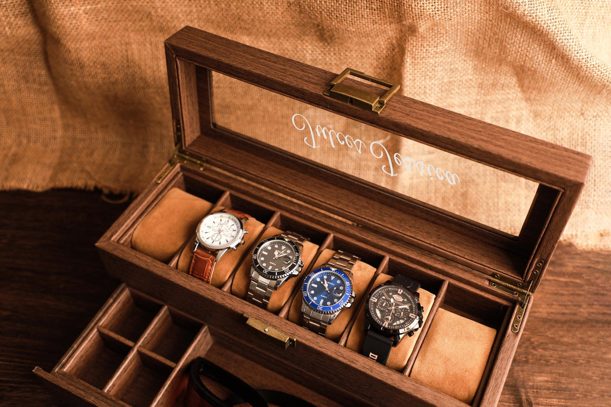 Personalized 3/6 slots Watch Storage Box,Groomsmen Gifts,Custom Watch Box for Men,Watch Case,Anniversary Gift for Husband Boyfriend Father