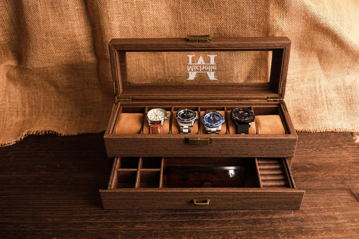Personalized 3/6 slots Watch Storage Box,Groomsmen Gifts,Custom Watch Box for Men,Watch Case,Anniversary Gift for Husband Boyfriend Father