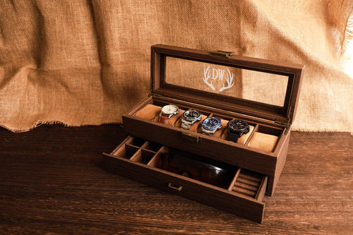 Personalized 3/6 slots Watch Storage Box,Groomsmen Gifts,Custom Watch Box for Men,Watch Case,Anniversary Gift for Husband Boyfriend Father
