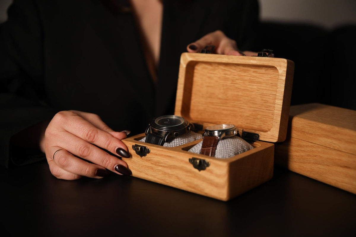 Handmade Wooden Watch Box: Personalized Ash or Oak Storage Case