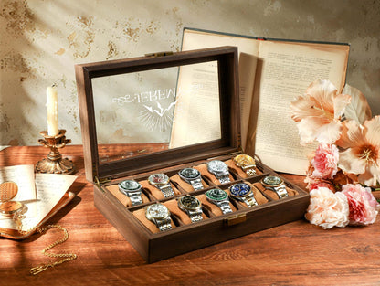 Custom Travel Watch Case, Personalized Watch Box for Men, Watch Box With Name, Brown PU Leather Watch Box for 10 slot Watches,Christmas Gift