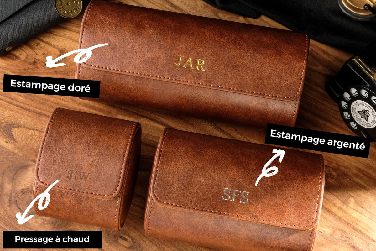 Personalized vegan leather watch box, gift for men, gift for husband, travel watch box, vegan leather watch case