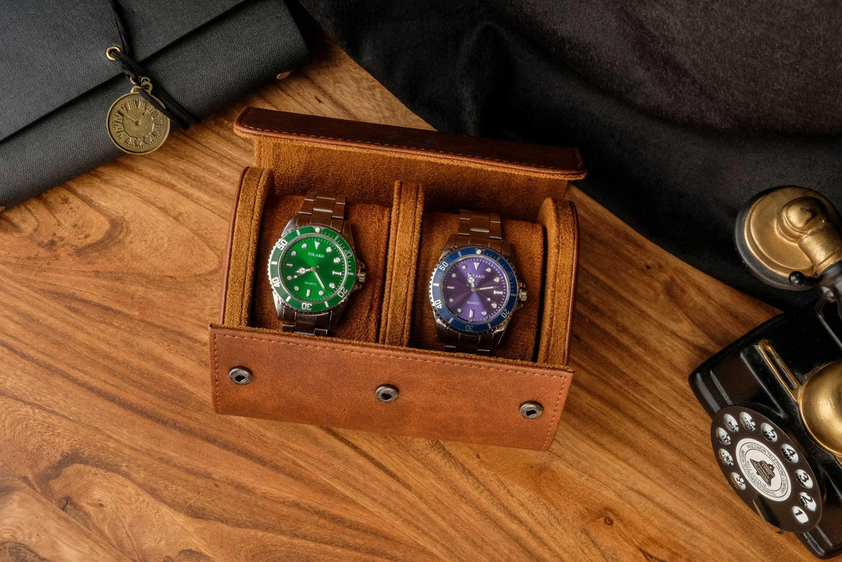 Personalized vegan leather watch box, gift for men, gift for husband, travel watch box, vegan leather watch case