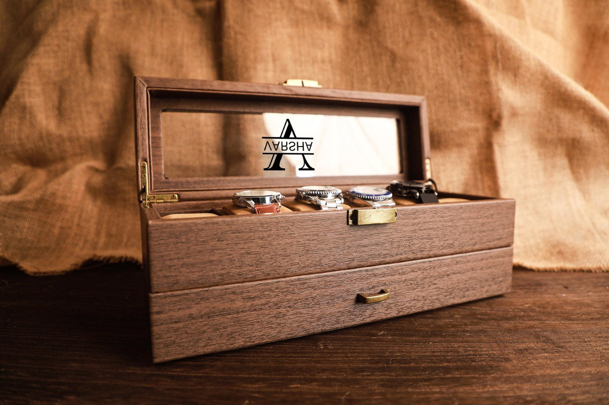 Personalized 3/6 slots Watch Storage Box,Groomsmen Gifts,Custom Watch Box for Men,Watch Case,Anniversary Gift for Husband Boyfriend Father