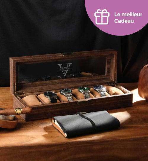 Personalized leather watch box with wood grain pattern, Personalized wooden watch box, Dad watch box, Wooden watch box