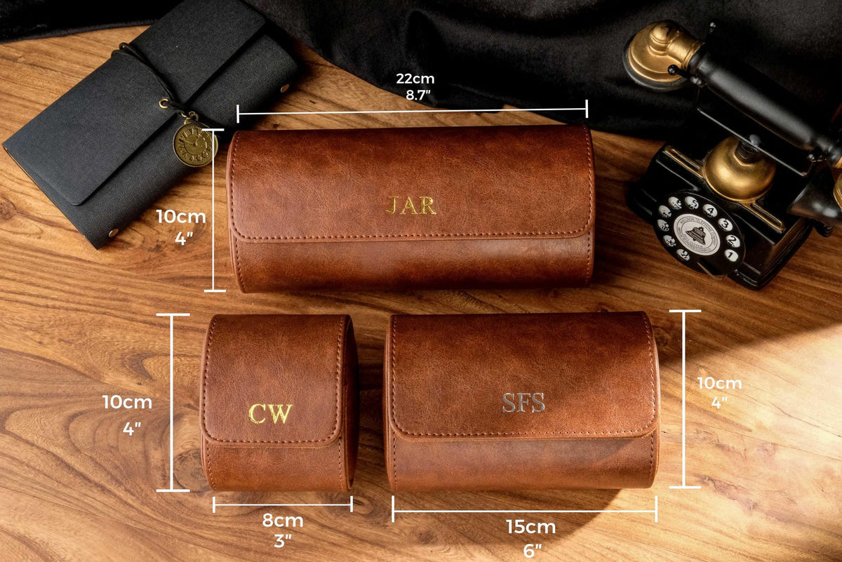 Personalized vegan leather watch box, gift for men, gift for husband, travel watch box, vegan leather watch case