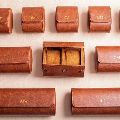 Personalized vegan leather watch box, gift for men, gift for husband, travel watch box, vegan leather watch case