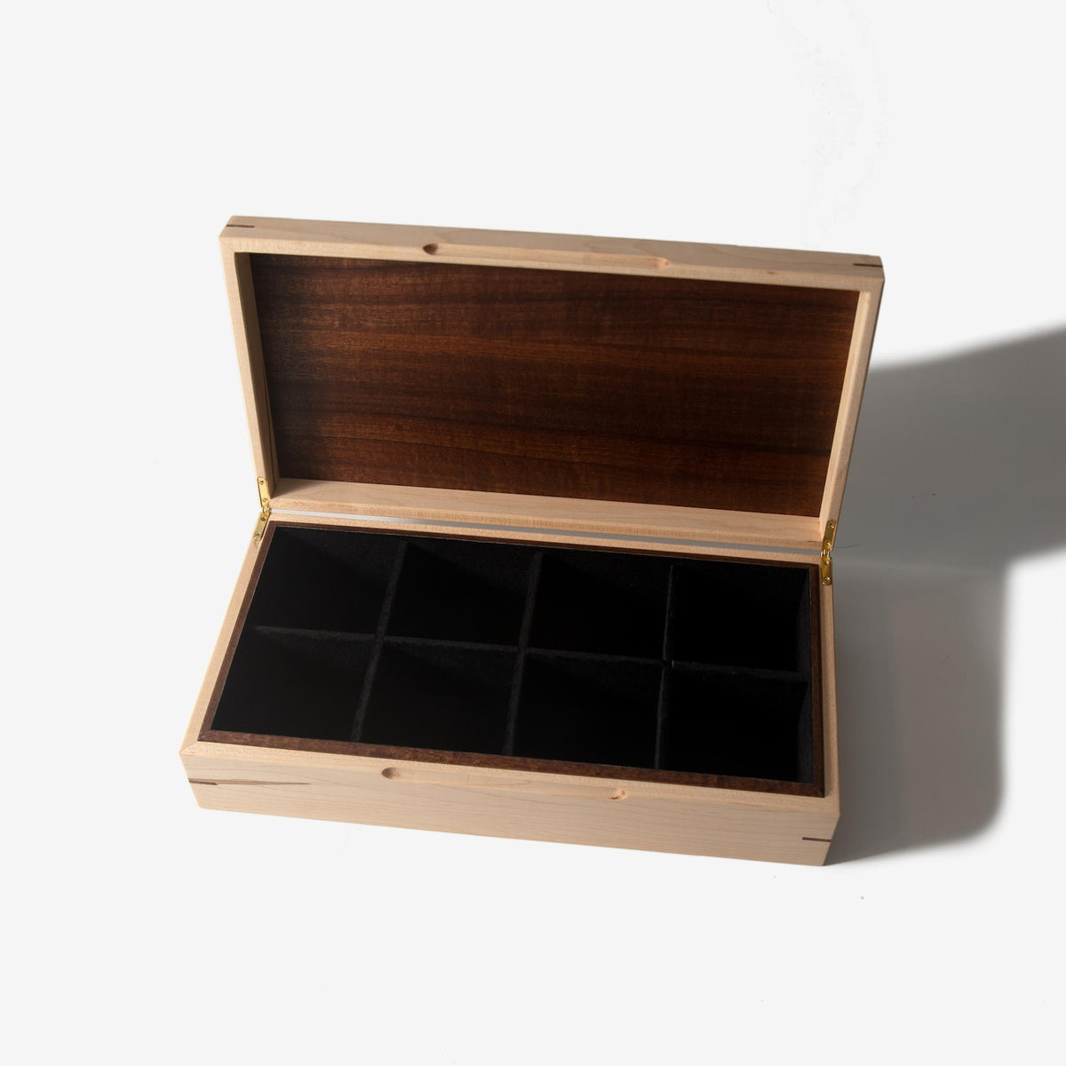 Curly Maple Watch Box - Sapele Mahogany Lid - 8 Watch Compartments - Personalized Gift for Him - Handmade