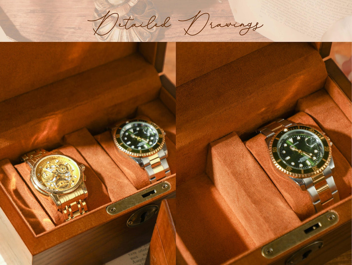 Watch Storage Box, Engraved Watch Box for 1/2 slot Watches, Personalized Wooden Watch Box With Name, Watch Box for Men, Valentine's Day Gift