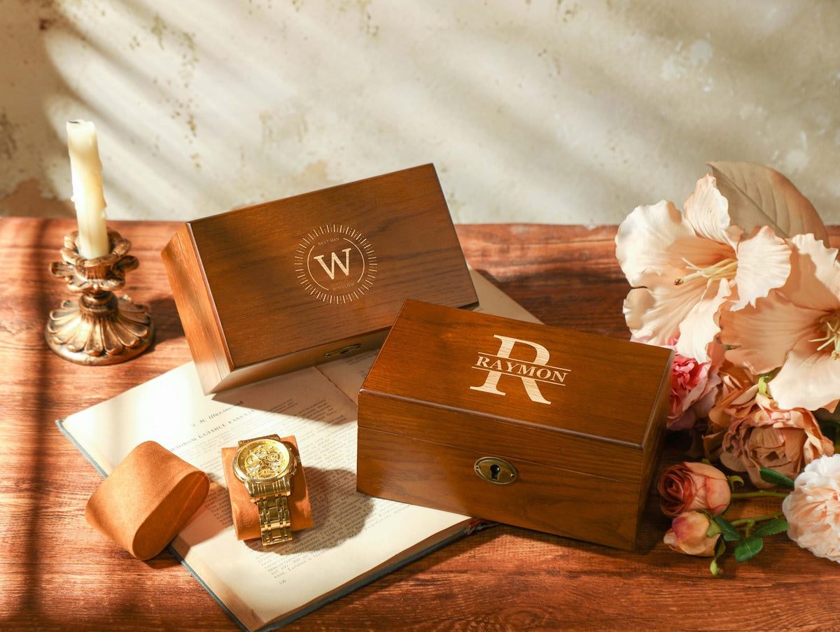 Watch Storage Box, Engraved Watch Box for 1/2 slot Watches, Personalized Wooden Watch Box With Name, Watch Box for Men, Valentine's Day Gift