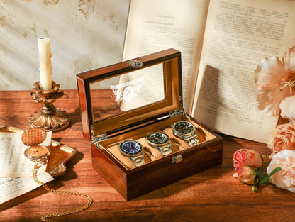 Wooden Watch Box for 3 slot Watches, Personalized Watch Storage Box For Men, Customized Name Watch Box, Groomsman Gift, Valentine's Day Gift