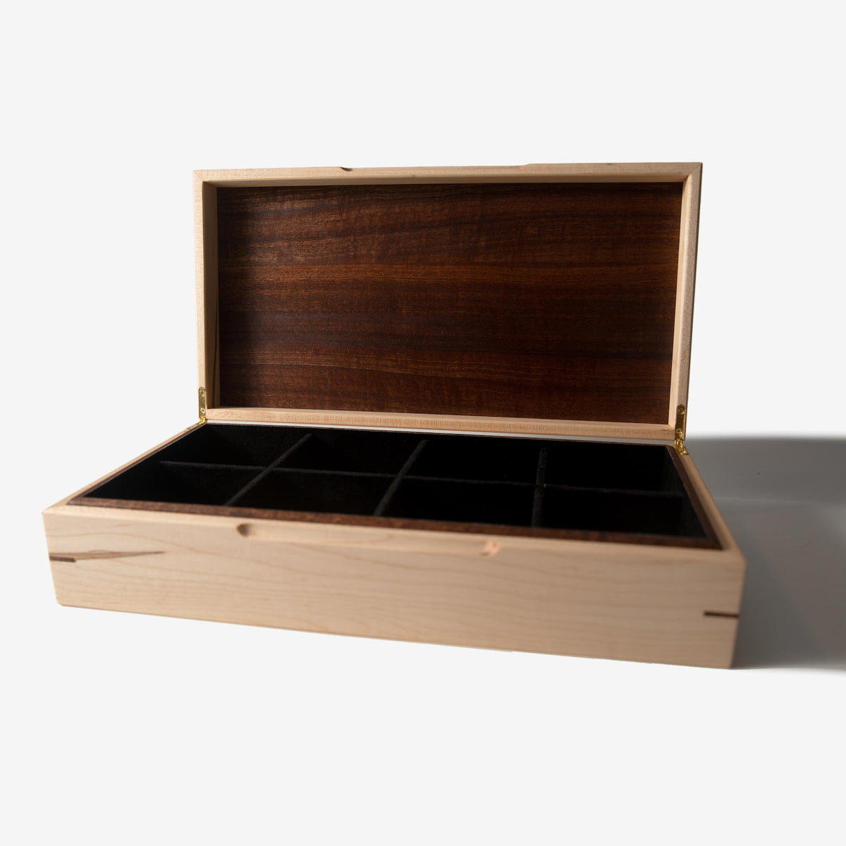 Curly Maple Watch Box - Sapele Mahogany Lid - 8 Watch Compartments - Personalized Gift for Him - Handmade