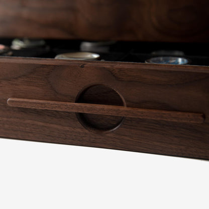 Black Walnut Watch Box with Drawer - 12 to 16 Watch Compartments - Personalized Engraved Gift for Him - Handmade