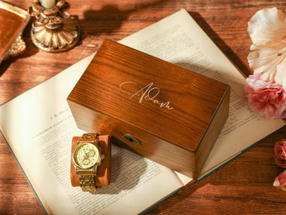 Watch Storage Box, Engraved Watch Box for 1/2 slot Watches, Personalized Wooden Watch Box With Name, Watch Box for Men, Valentine's Day Gift